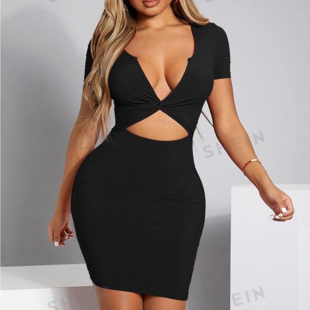 Black mini cut out dress shein